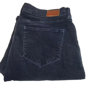 Lands End Corduroy Pants Womems 16 Navy Blue Mid Rise Straight 35 x 31 Classic